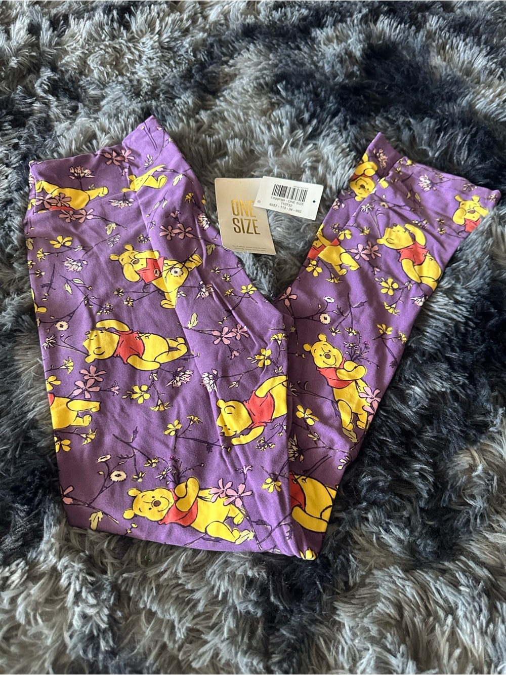 LuLaRoe Purple Winnie the Pooh Print Leggings